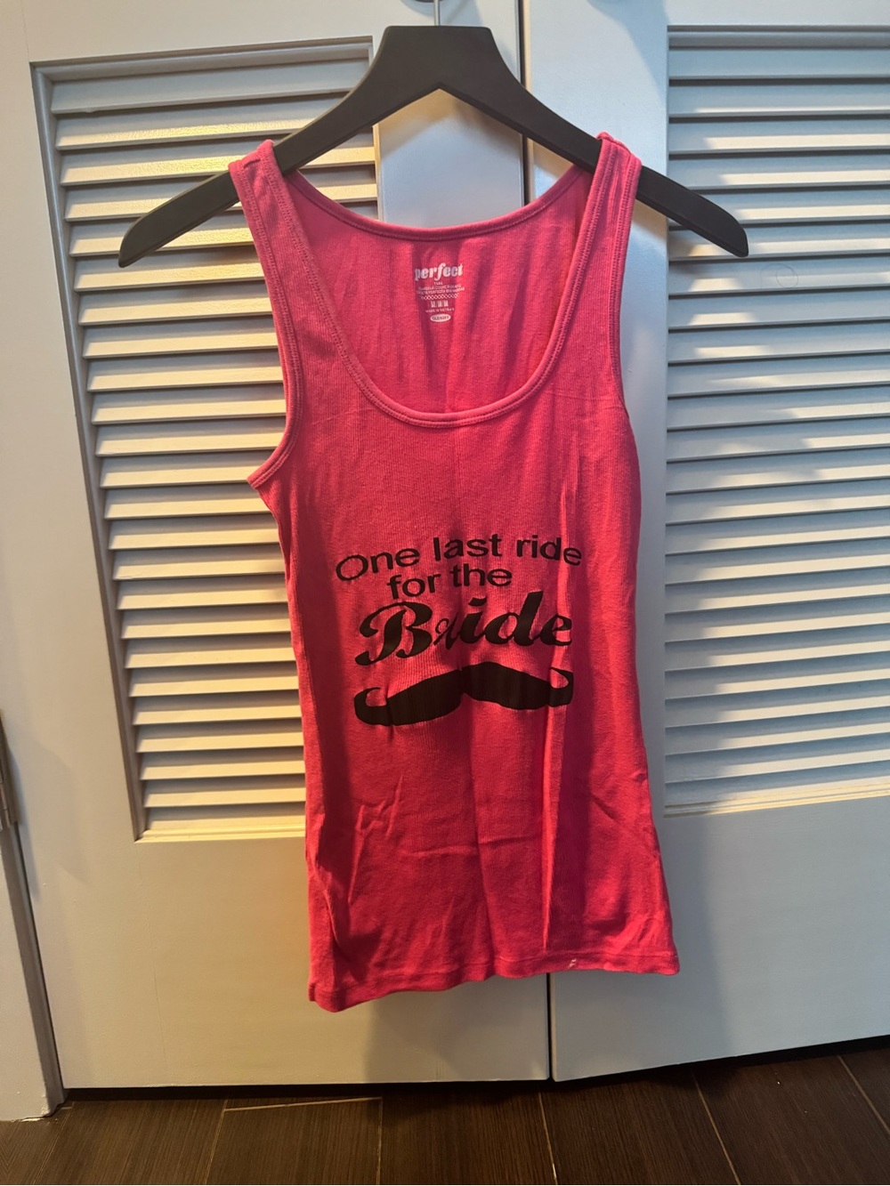 Old Navy Pink Bachelorette Tank with Mustache Graphic